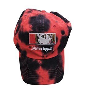 Jujutsu Kaisen Red Tie Dye Hat Crunchy Roll Strapback Adjustable Ball Cap